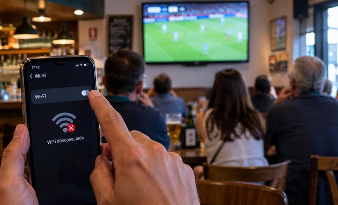 Bloqueando una señal WiFi en un bar