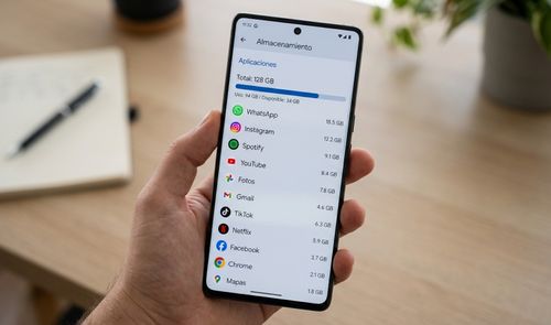 Imagen de los ajustes de un móvil mostrando el espacio ocupado por cada app