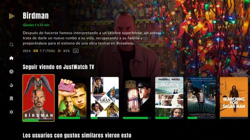Interfaz de JustWatch TV en España
