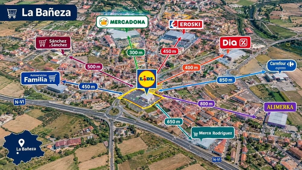 Mapa de La Bañeza con sus tiendas
