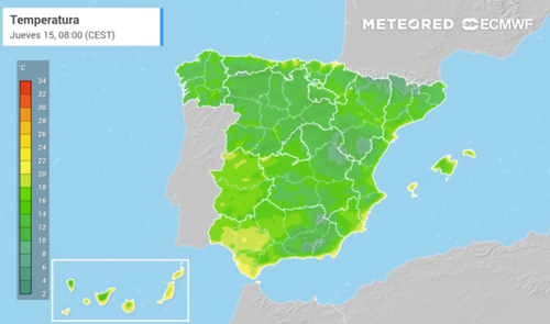 Mapa de temperaturas de Meteored