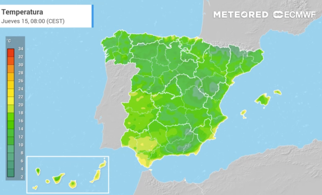 Mapa de temperaturas de Meteored