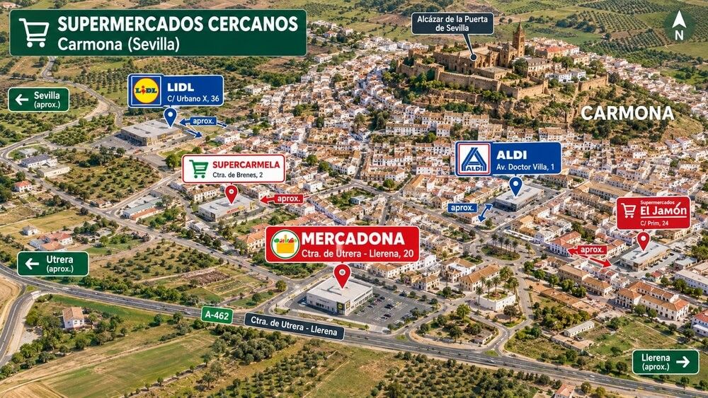 Situación del Mercadona de Carmona, Sevilla