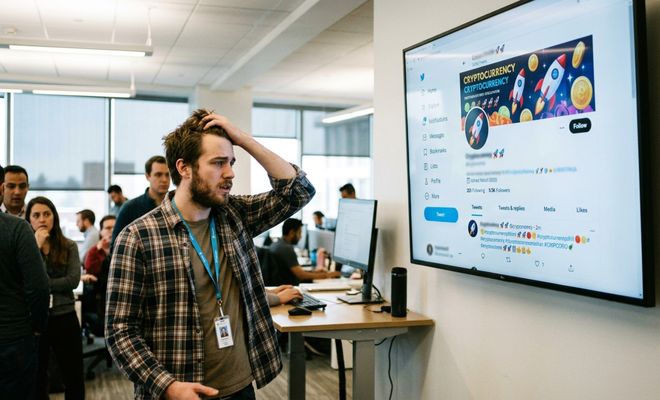 Trabajador de Microsoft viendo el hackeo a la cuenta de X de la compañía