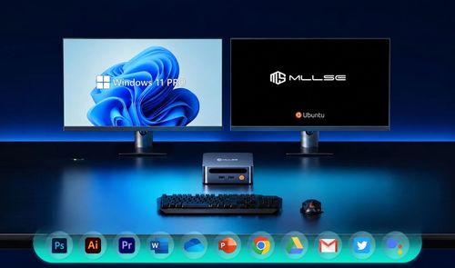 El Mini PC Mllse M4 conectado a dos pantallas