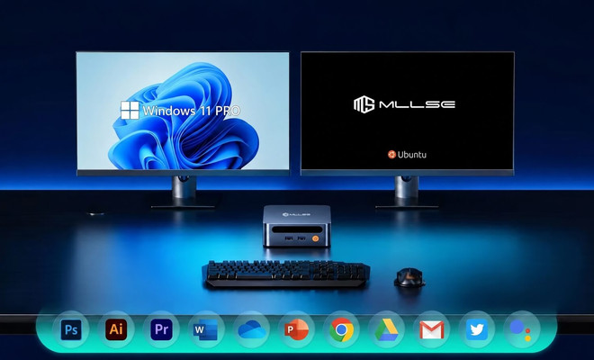 El Mini PC Mllse M4 conectado a dos pantallas
