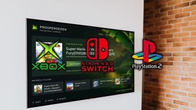 Interfaz de software ProsperoEden ejecutando juegos de diversas consolas en un televisor