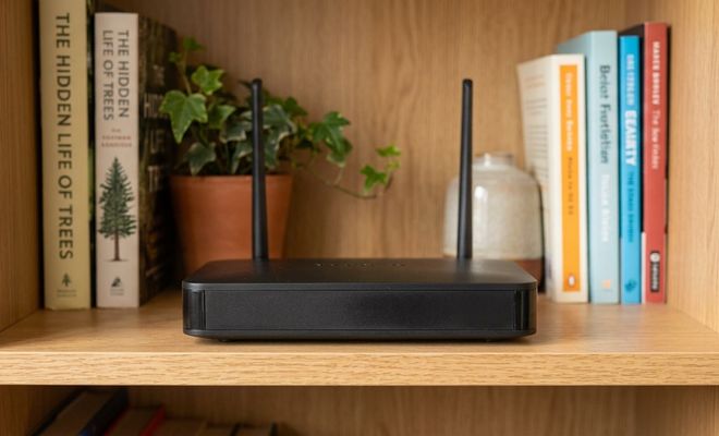 Router en una estantería