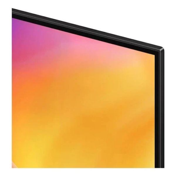 Vista frontal del televisor Samsung M70H de 65 pulgadas mostrando su panel Mini LED 4K y el soporte central