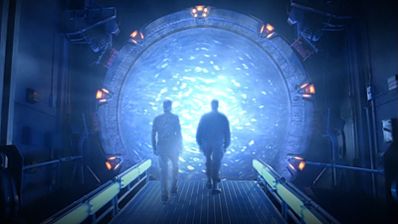 Un portal de Stargate abriéndose