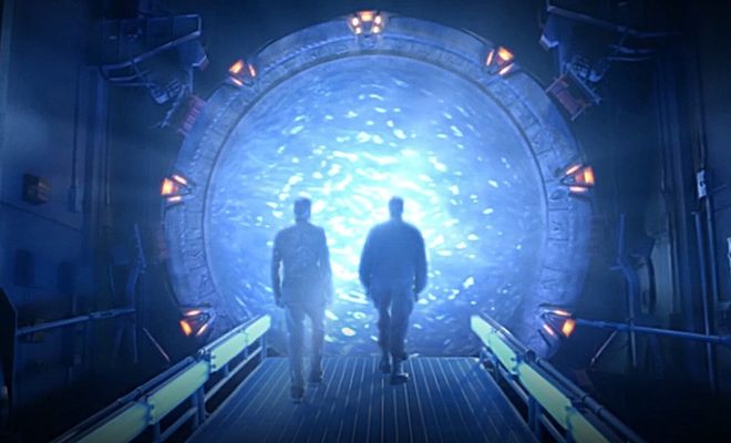 Un portal de Stargate abriéndose
