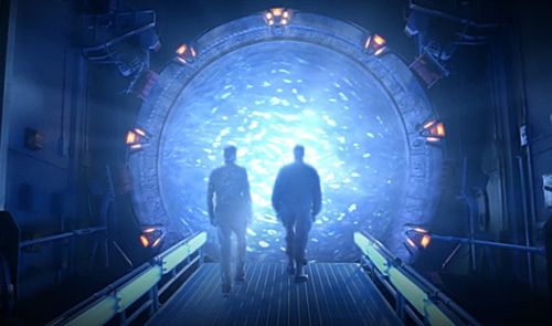 Un portal de Stargate abriéndose