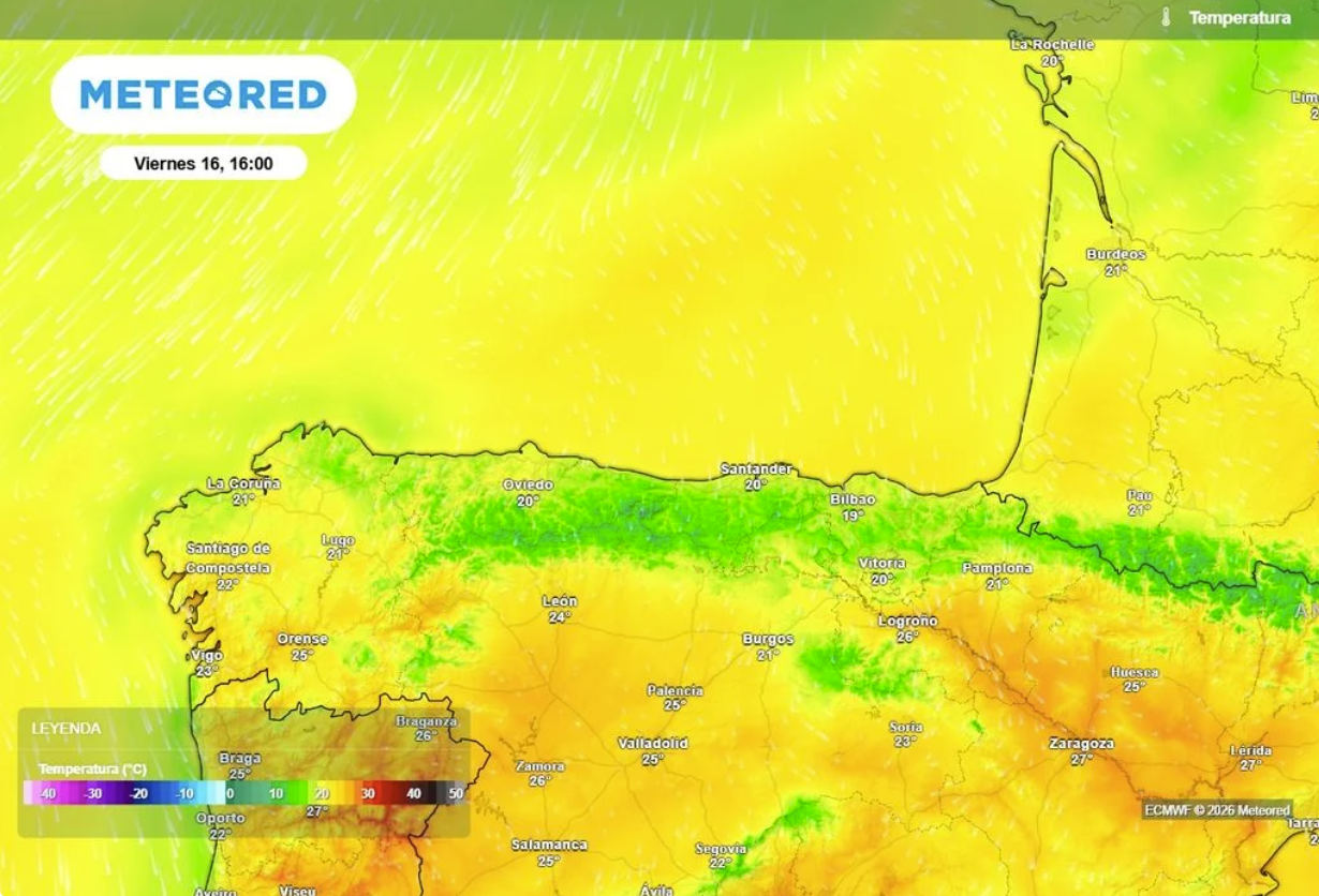 Mapa de temperaturas de Meteored