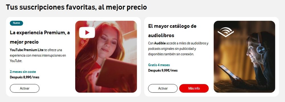 Suscripciones disponibles en Vodafone