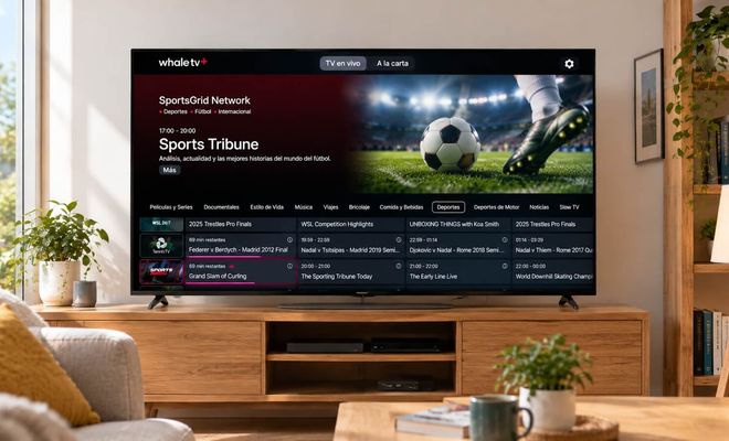 Una Smart TV con el canal SportsGrid Network