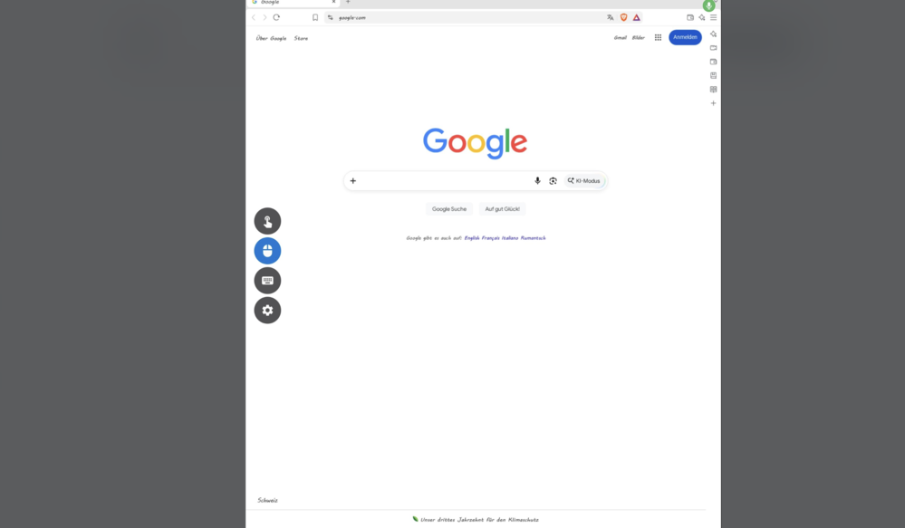 Interfaz del navegador Brave ejecutándose sobre el sistema Android Auto con el buscador de Google abierto.