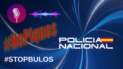 Composición gráfica de la Policía Nacional con avisos contra bulos y desinformación en redes sociales.