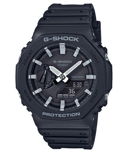 Reloj Casio G-Shock GA-2100 en color negro con esfera analógica-digital y bisel octogonal.