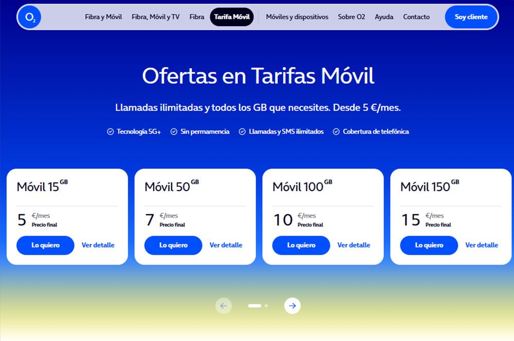 Tarifas móviles en O2