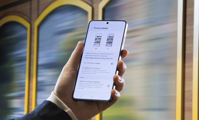 Controles de la Pantalla de Privacidad de Samsung.