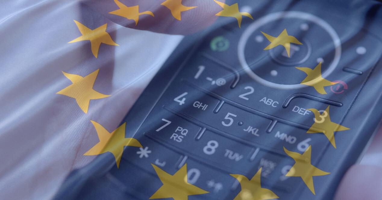 telefono con bandera de la union europea