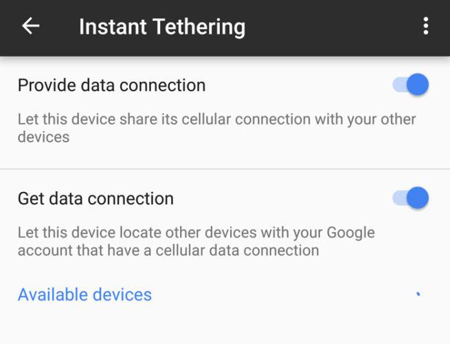 Instant tethering