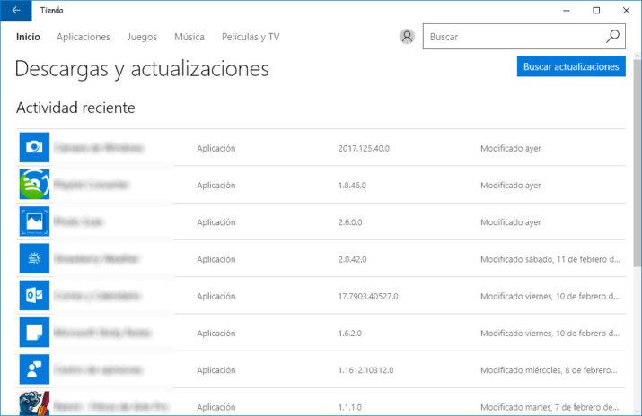 actualizaciones automáticas de las aplicaciones de Windows 10