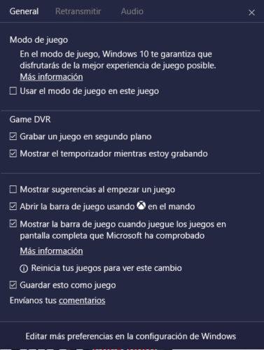 Windows 10 Modo juego