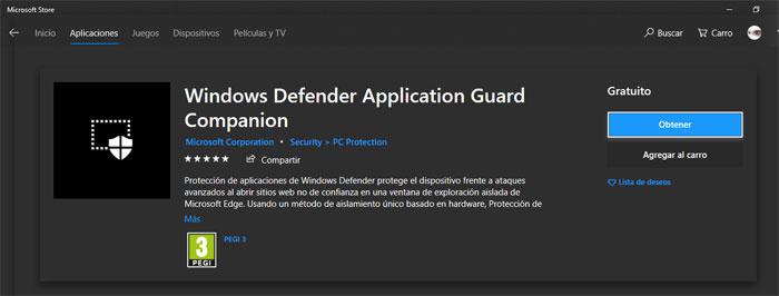 Extensiones Windows Defender