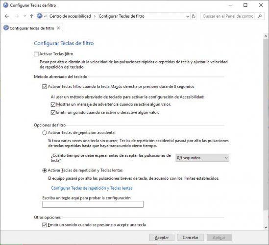 configurar teclado en Windows 10