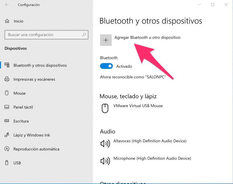 Donde agregar un nuevo dispositivo Bluetooth en Windows 10 para conectar el mando de Xbox