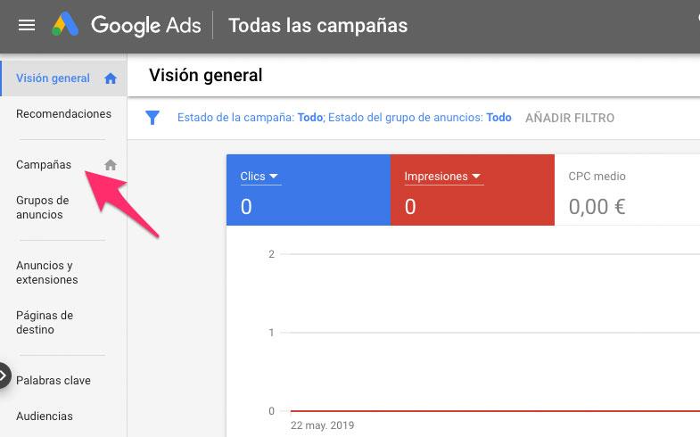 Crear la primera campaña de Google Ads