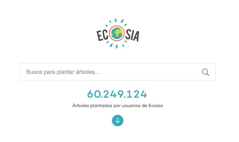 Página principal del buscador Ecosia