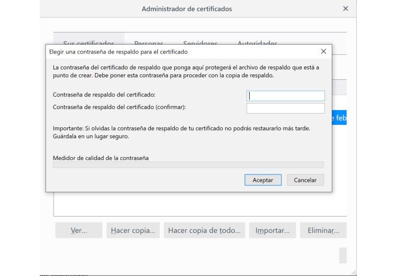 Pasos para exportar un certificado digital en Firefox