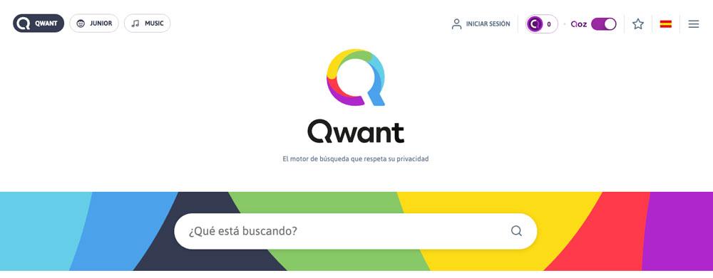 Homepage de Qwant