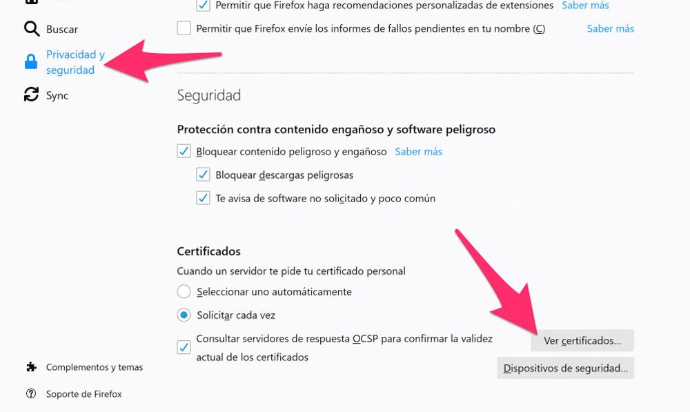 Seguridad y privacidad en Firefox para la instalación de certificados digitales