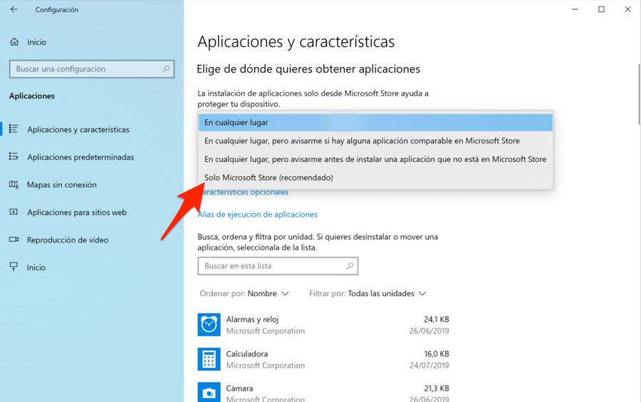 Bloquear la instalación de aplicaciones en Windows 10