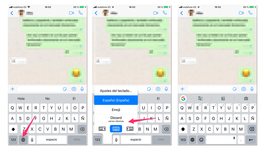 Pasos para cambiar el teclado de WhatsApp en iOS