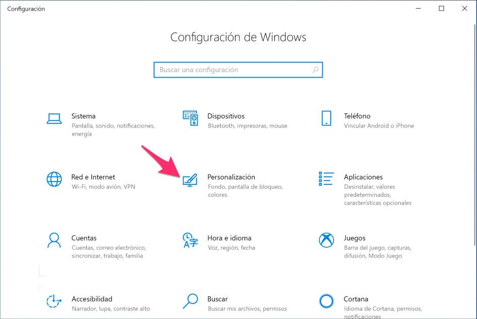 Personalización de Windows 10