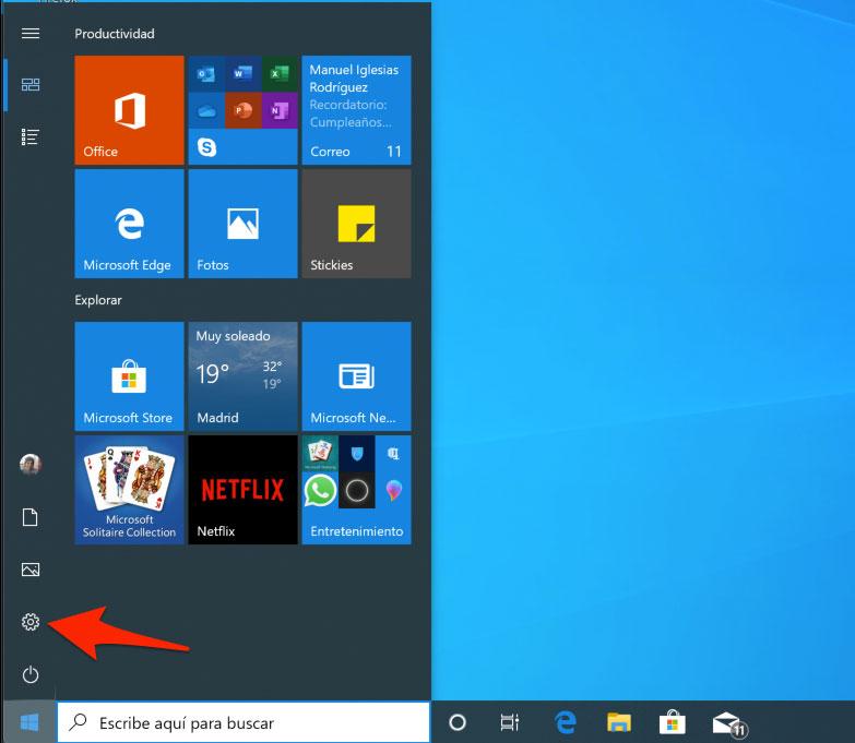 Acceder a Configuración en Windows 10
