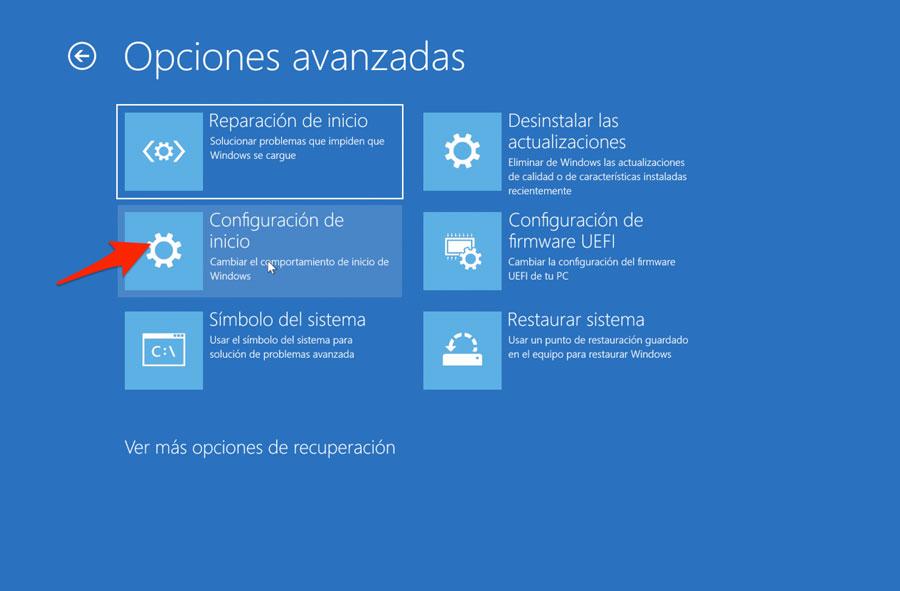Configuración de inicio de Windows 10