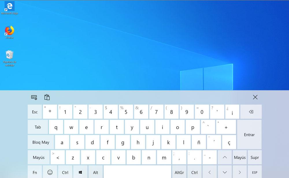 Teclado en pantalla de Windows 10