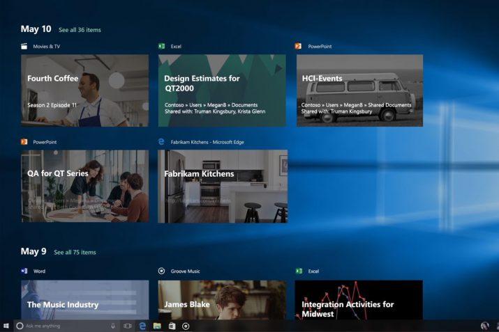 Microsoft Edge y timeline de Windows 10