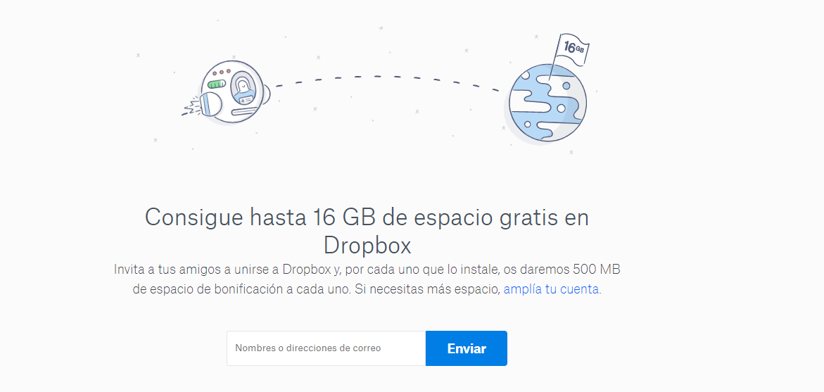 Comprar espacio en Dropbox - Invita a amigos