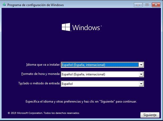 configuración windows 10 pc